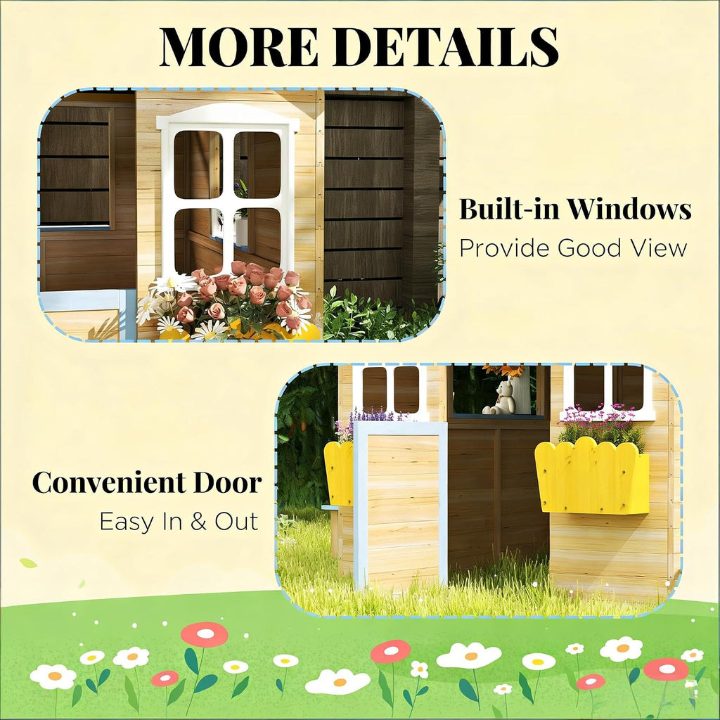 Kids Outdoor Wooden Playhouse
