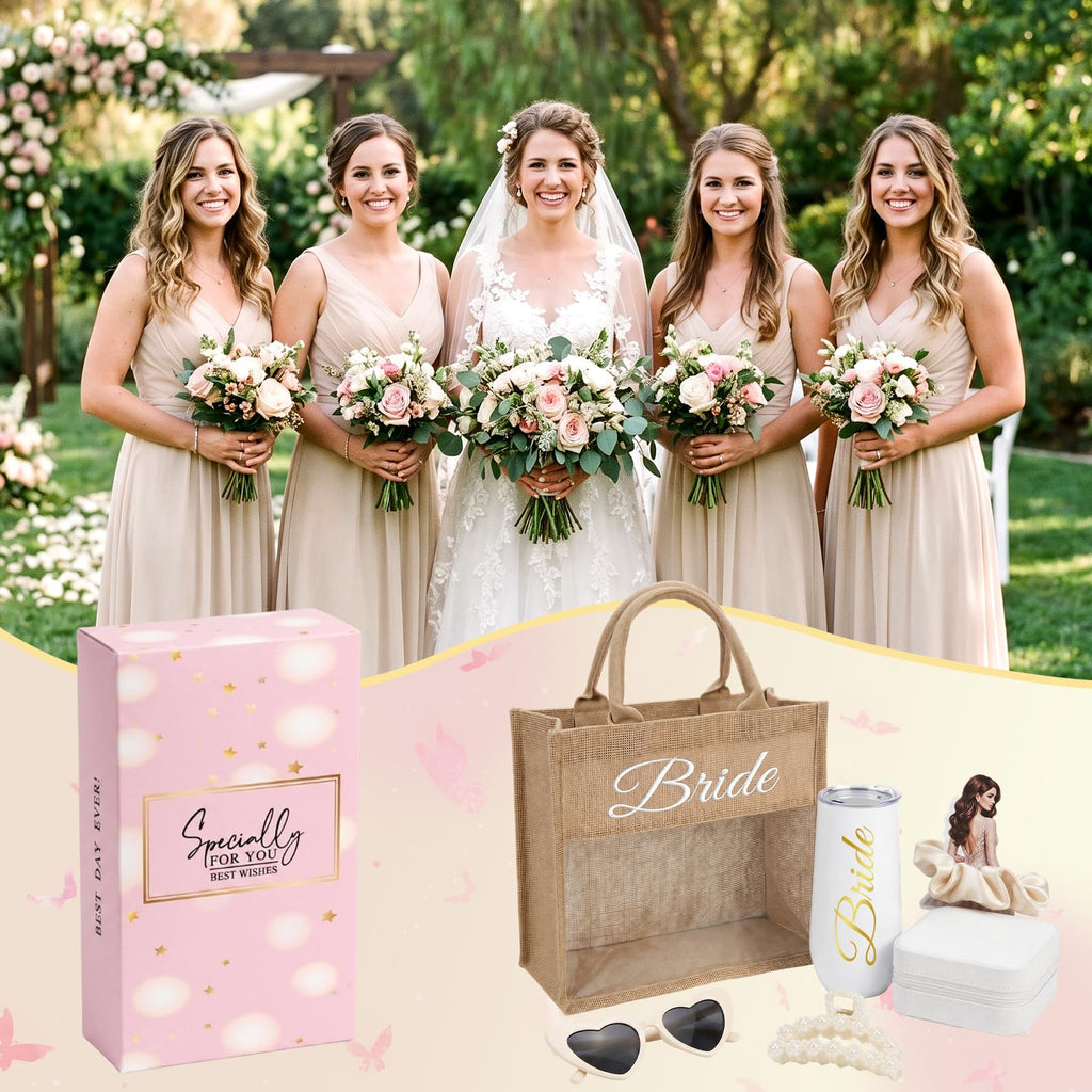 Bridal Shower Gift for Wedding, Bride To Be Gifts 6-piece Set, for Bachelorette Engagement Honeymoon, Beach, Travel