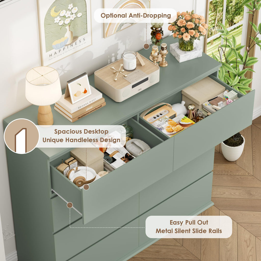 Green, 8 Drawer Chest of Drawers