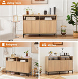 Farmhouse Buffet Sideboard Cabinet with Storage, Fluted Coffee Bar with Doors and Adjustable Shelves