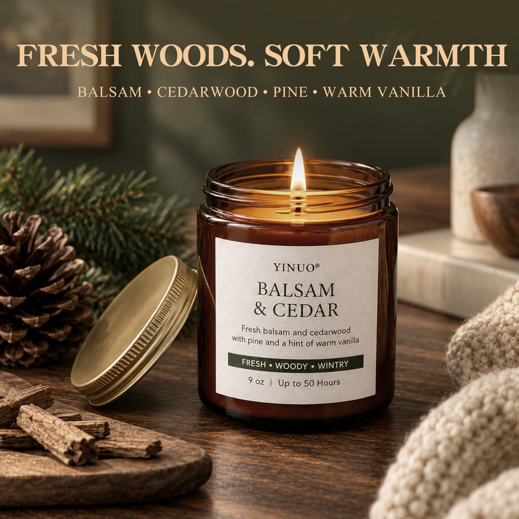 Fall Scented Candles Gift Set - 2 Pack 9oz Pumpkin Chai & Balsam Cedar