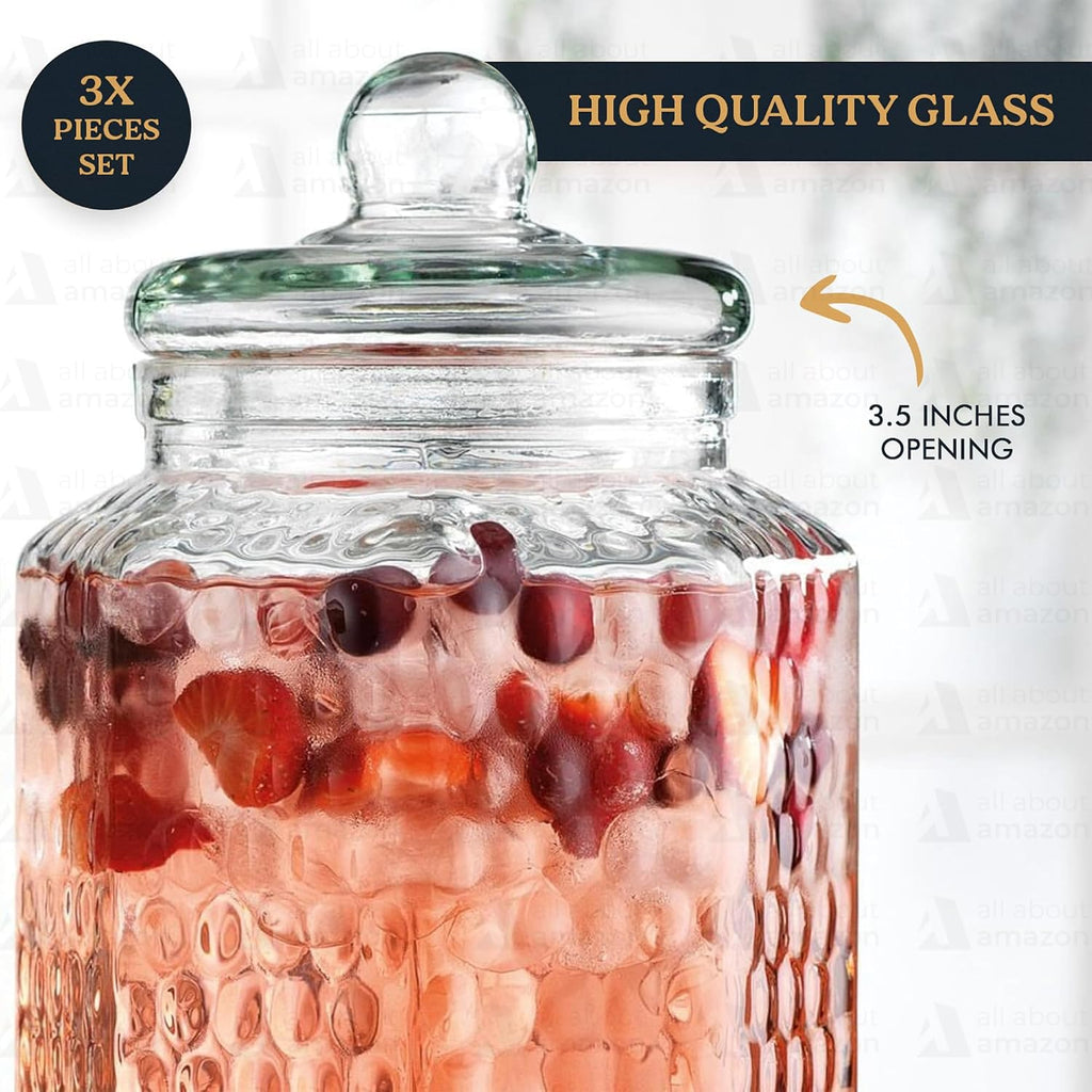 Drink Dispenser - Beverage Dispenser with Stand - for Lemonade, Juice, Water, Iced Tea, Punch - 1-Gallon - Set of 3