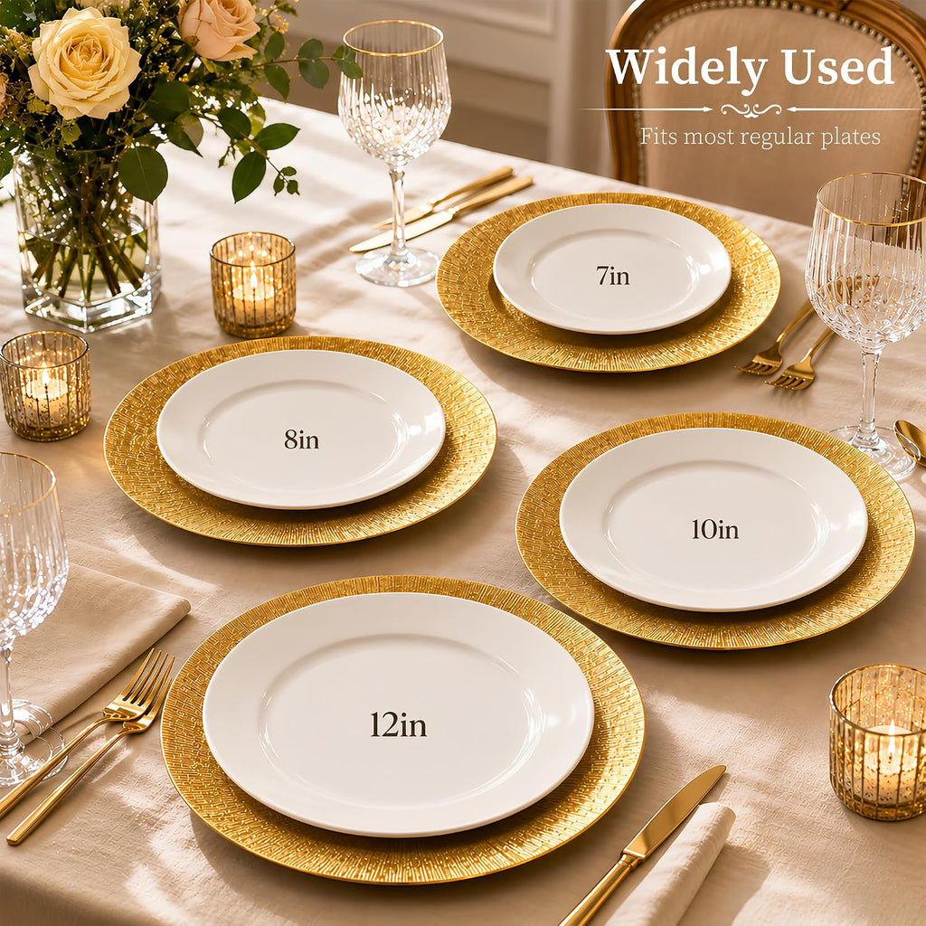 13'' Chargers for Dinner Plates, Gold Charger Plates Bulk - Set of 15