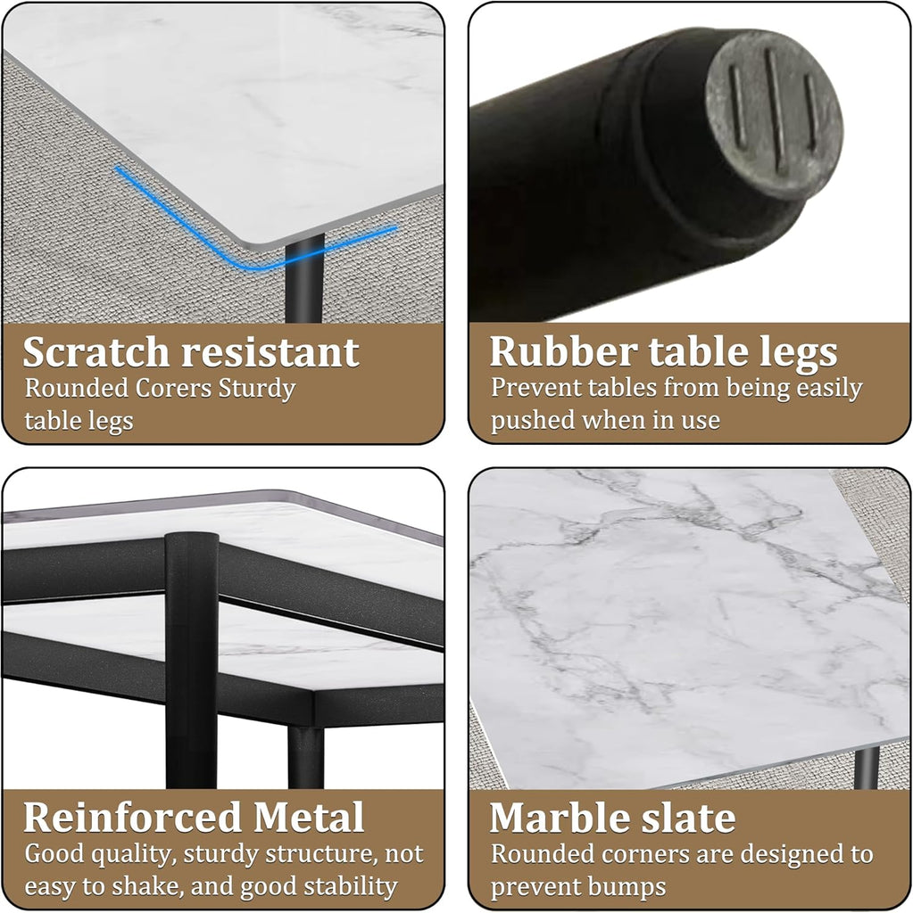 63" Modern Dining Table, Sintered Stone Kitchen Table for 4-6 peoples, White Sintered Stone Dining Tabletop with