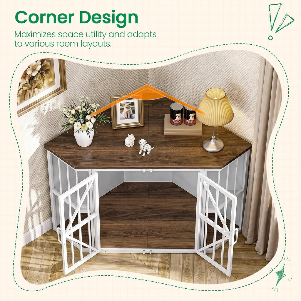 Corner Dog Crate Furniture for Medium Dogs