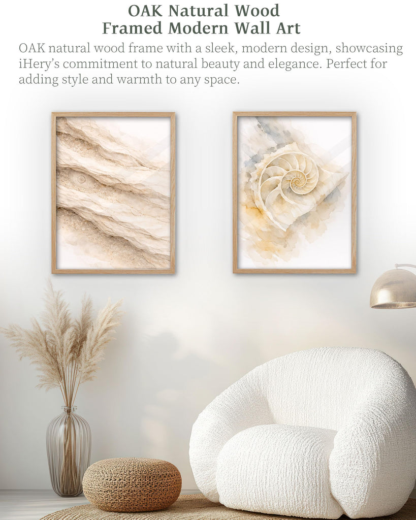 12x16in Beige Limestone Framed Abstract Wall Art