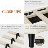 Full Bed Frame with Adjustable Headboard, Chenille Fabric Upholstered Headboard/Platform Bed