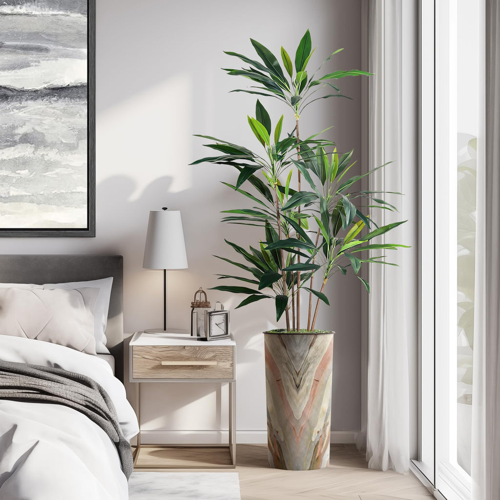 Tree in Morden Contemporary Planter, Fake Dracaena Tree Silk Tree for Indoor and Outdoor Home Decoration - 66"