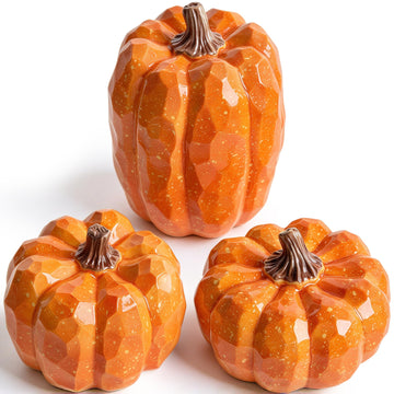 Artificial Pumpkins Decor Orange Pumpkin Fall Decoration, Set of 3