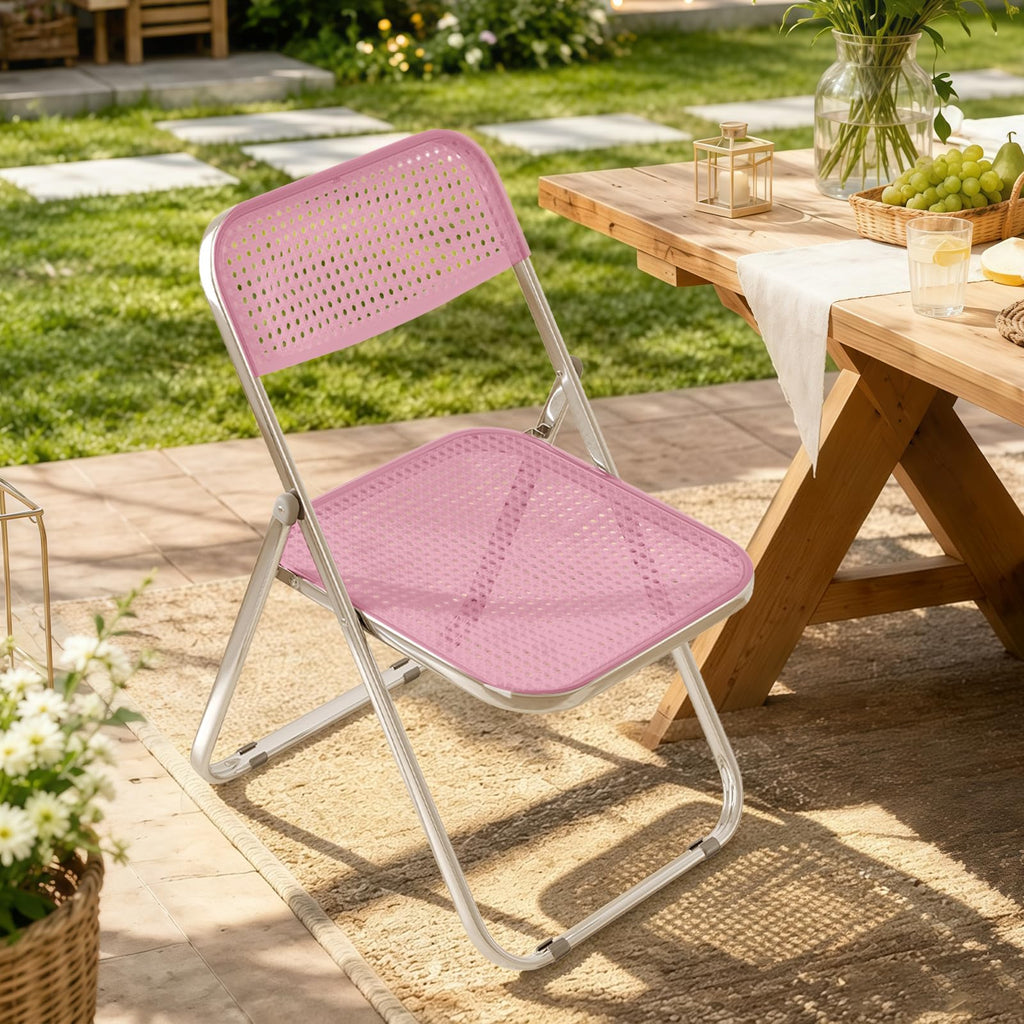 Folding Chairs, 300lb Capacity Steel Frame, Foldable for Indoor Outdoor Party, 10-Pack, Pink