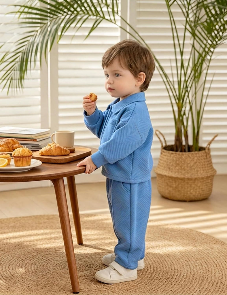Toddler Baby Boy Fall Clothes Half Zipper Long Sleeve Sweatshirt and Pants with Pockets 2Pcs Winter Outfits Set