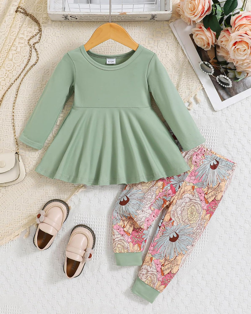 Baby Girl Clothes Toddler Girl Outfits Fall Winter Ruffle Shirt Pants Cute Infant Clothing Set for Little Girl