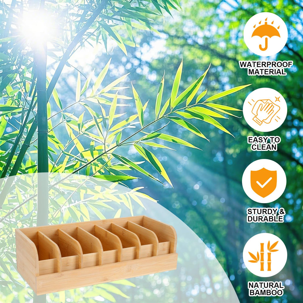 Belt Organizer, 7 Compartments Belt Organizer for Closet and Drawer, Bamboo Display Case for Tie and Belt, Belt