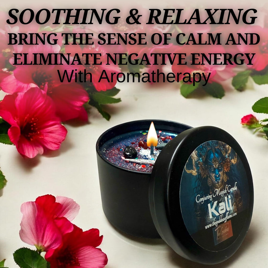 Kali Hindu Goddess Crystal Candle | Kali Spell Candle - Remove Obstacles, Destroy The Old, Personal Growth, Rebirth &