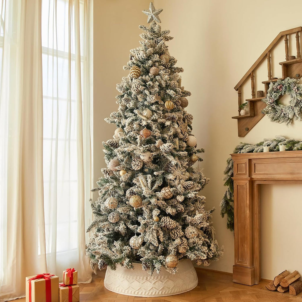 Knit Christmas Tree Collar, Christmas Tree Skirt, Cream, 23-30