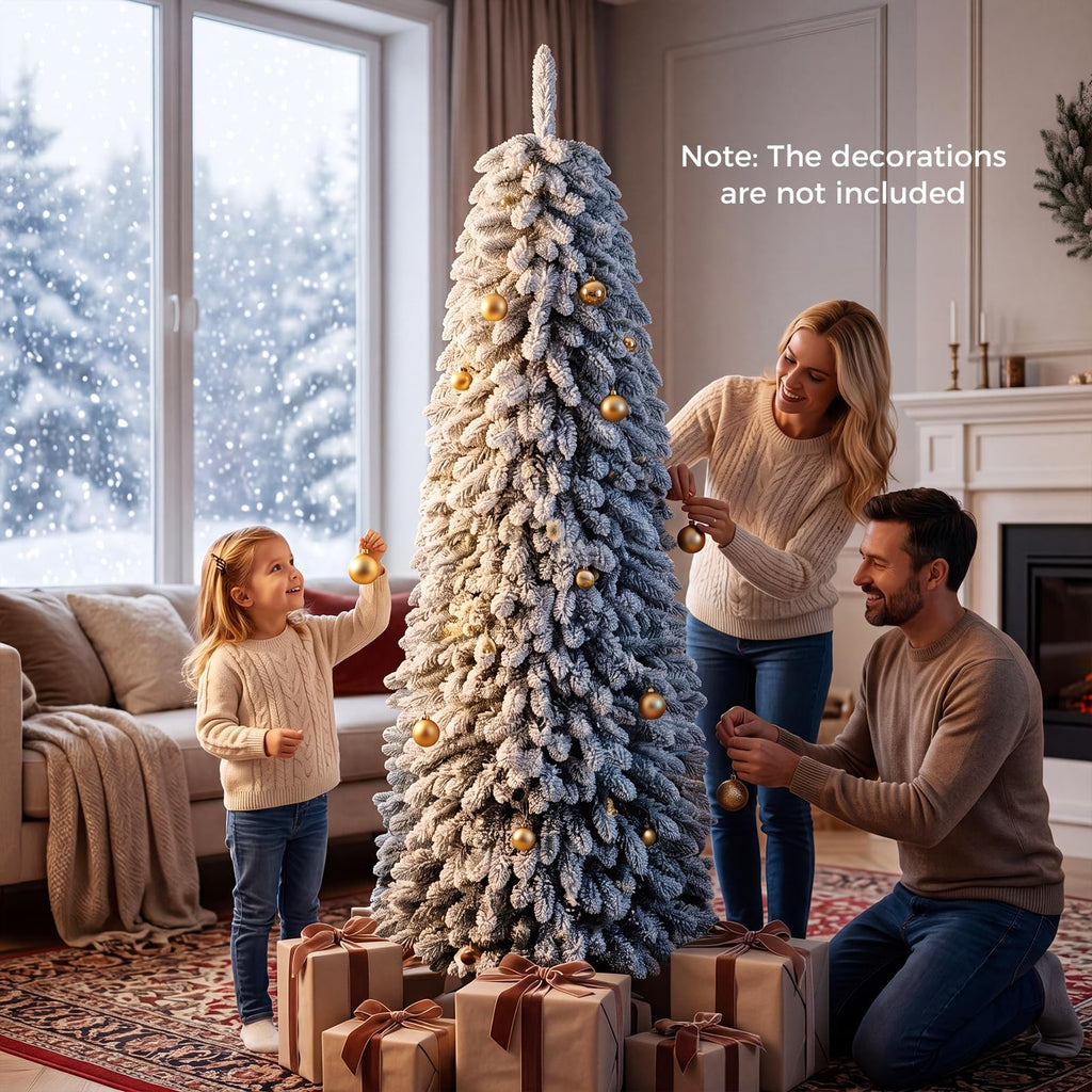 7 Collapsible Snow Flocked Xmas Tree w/ 705 PVC Branch Tips