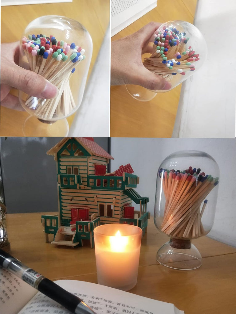 Clear Glass Match Cloche Jar, Fireplace Match Cloche Bottle, Match Striker Holder, match striker jar, Fireplace