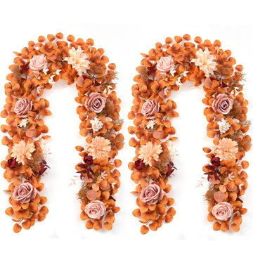 2Pcs Fall Garland, 11Ft Eucalyptus Garland with Flowers