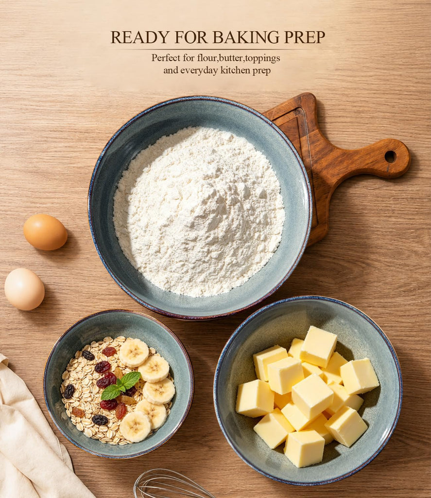 Ceramic Mixing Bowls Set of 3, Stoneware Nesting Serving Bowls, | 45/90/150 oz For Prep, Baking, Serving, Gift