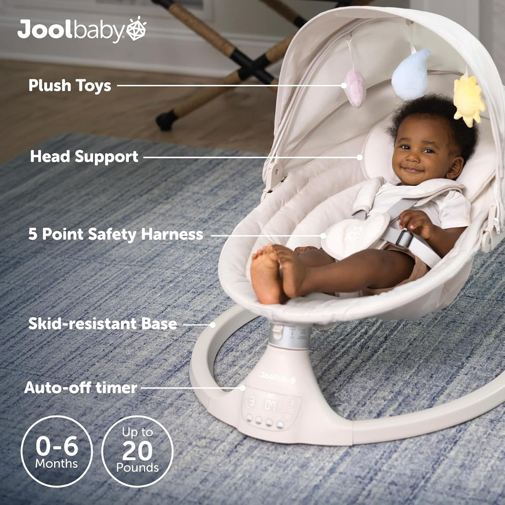 Nova Baby Swing for Infants - Bluetooth Music, Remote (Oatmeal)