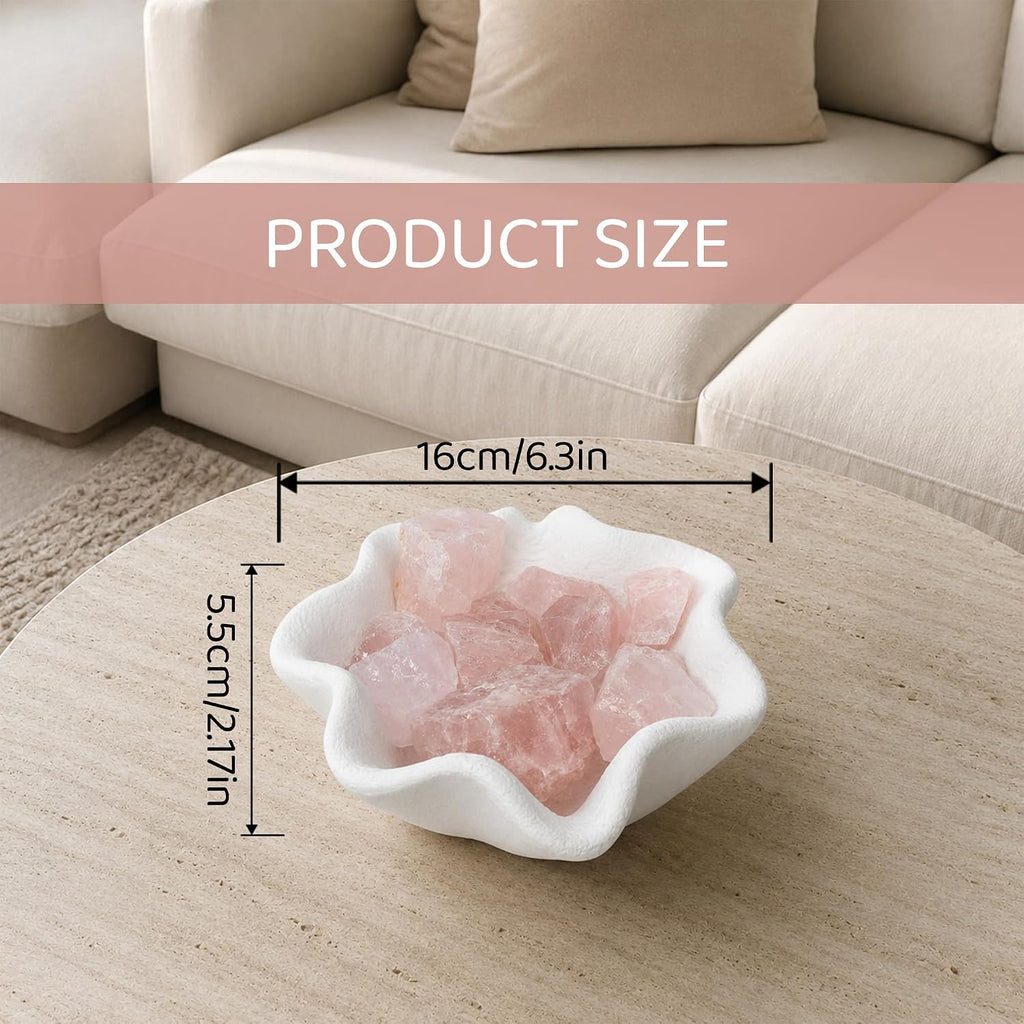 Frosted Star Cement Candle Vessel - Handmade Star-Shaped Cement Bowl in Frosted White with 7 Crystal Stones