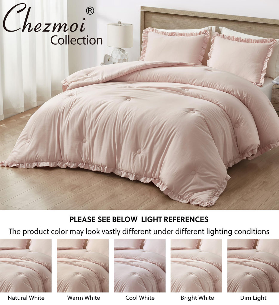 Nora Blush Ruffle Comforter Set, 3-Pieces