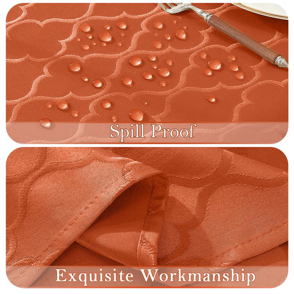Fall Thanksgiving Tablecloth, Jacquard Rectangle, Rust/Burnt Orange