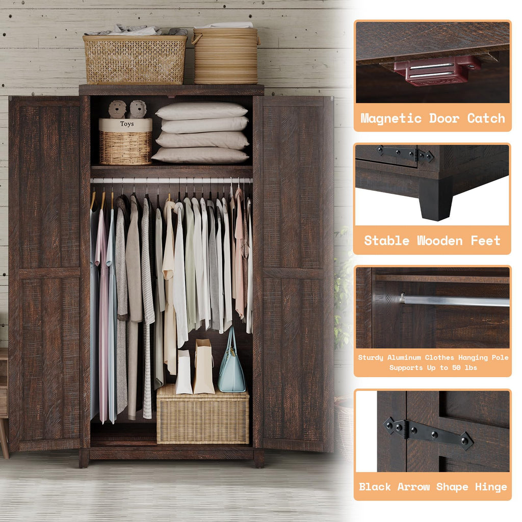 71'' Farmhouse Armoire Wardrobe Closet Set of 2