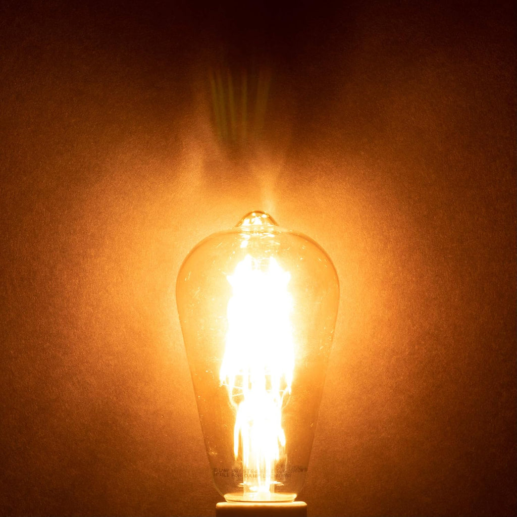 LED Edison Vintage Filament ST21 6W Bulbs E26, 2200K, 6 Pack