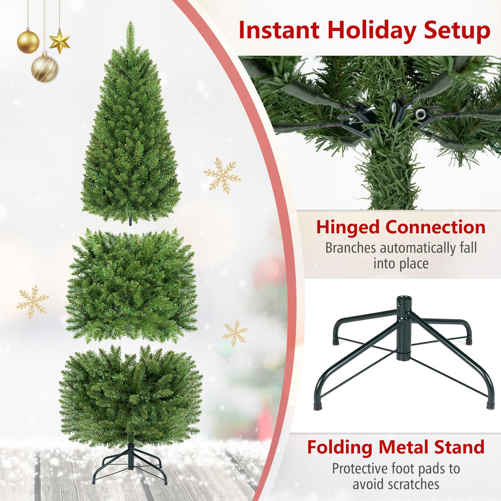 7ft Pre-Lit Pencil Christmas Tree with 350 Warm White LED Lights