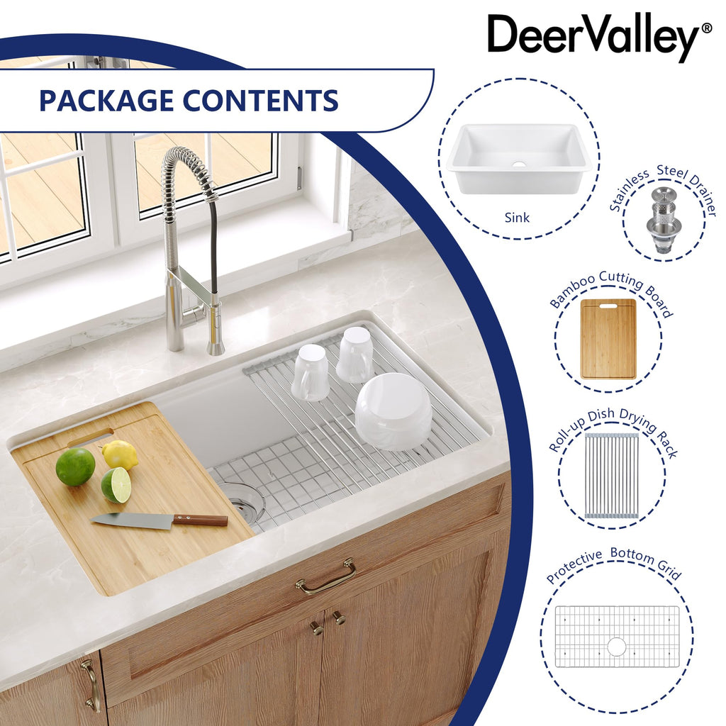 Farmhouse Workstation Kitchen Sink 33 inch