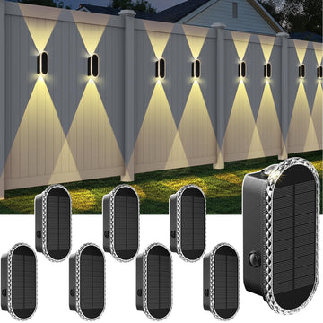 Solar Fence Lights Outdoor - 3000/4000/6000K 3 Modes, IP65 Waterproof Fence Lights Solar Powered, Up & Down Lighting