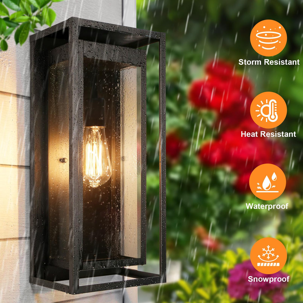 19 Inch Outdoor Wall Light Fixtures, Outside Porch Lights- Black