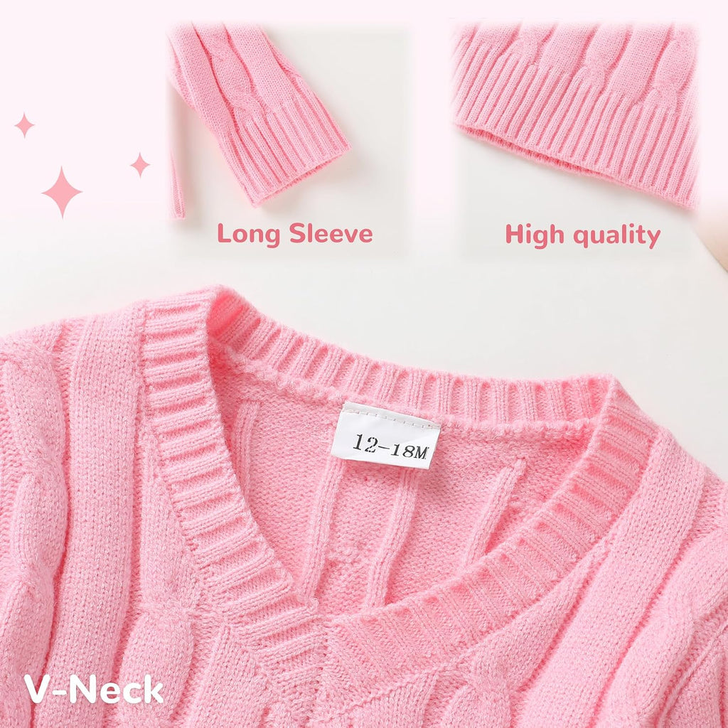 Toddler Girl Boy Sweater Baby Knit Sweaters V-neck Fall Winter Clothes