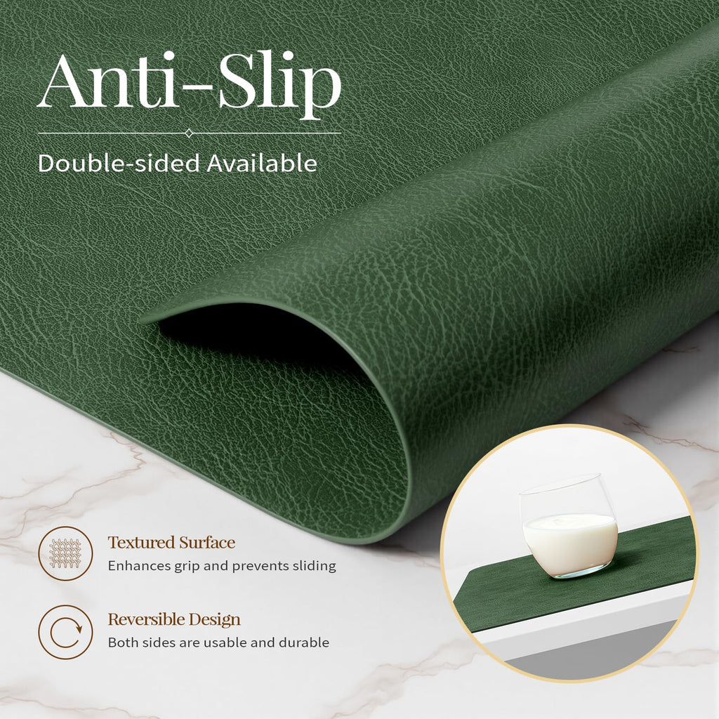 Vinyl Heat Resistant Placemats Set of 8, Forest Green