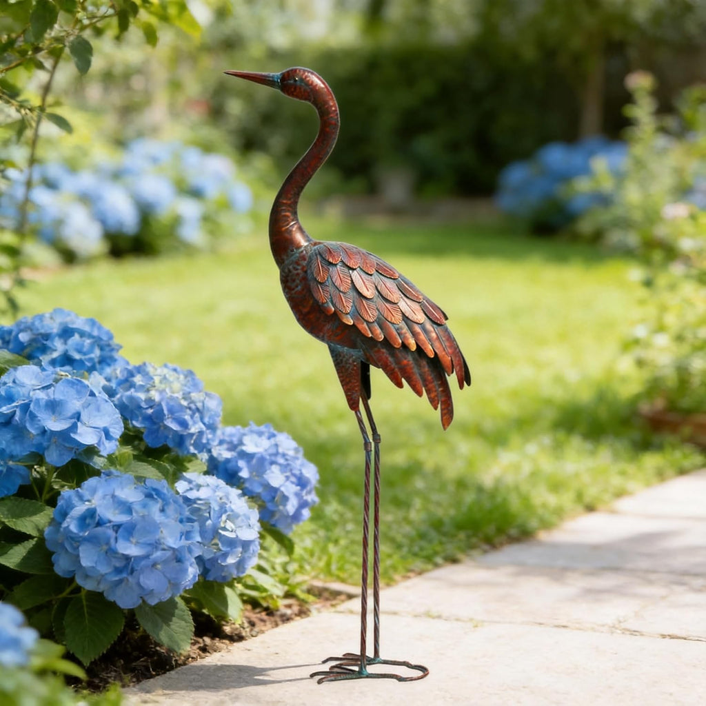 Outdoor Garden Crane Statues and Sculptures Metal Yard Art Statue for Garden Decoration Large Size