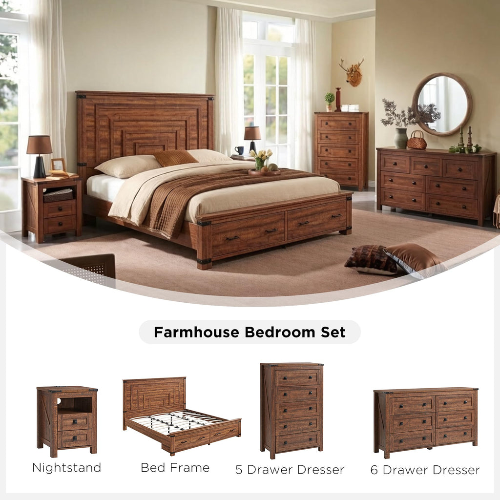 48" Tall Farmhouse 5-Drawer, Reclaimed Barnwood