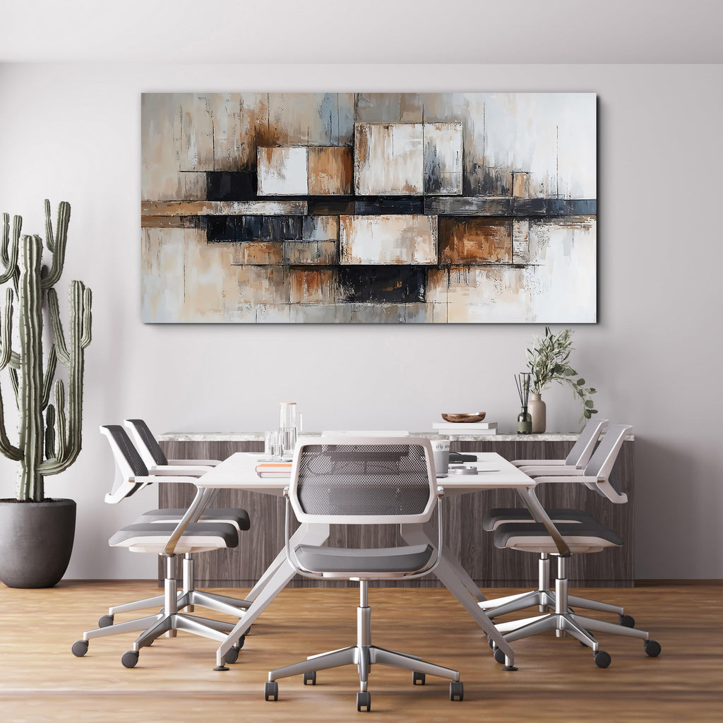Modern Abstract Geometric Oversized Wall Art Decor Modern Abstract Beige And Black Wall Art Geometric Decorations