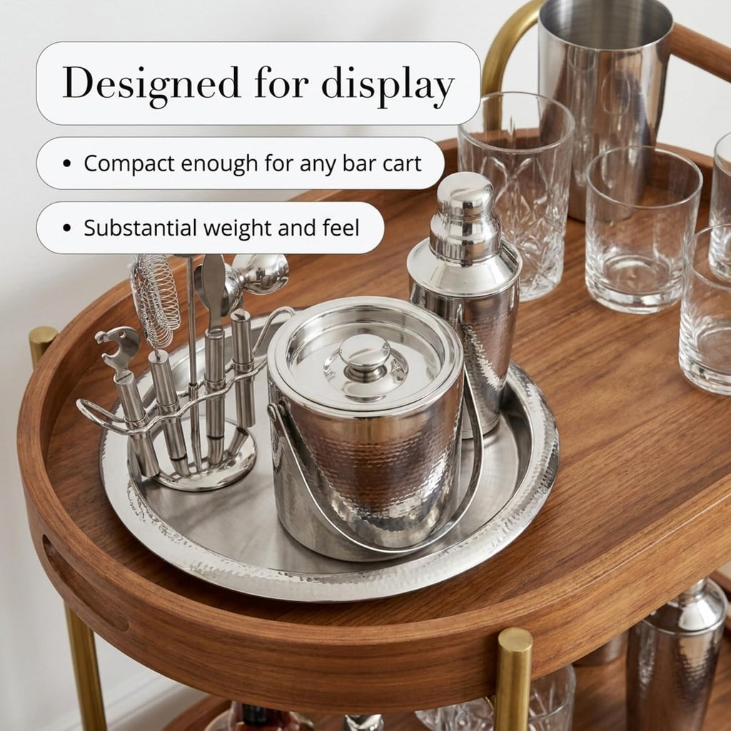 Nine Piece Hammered Finish Steel Bar Set