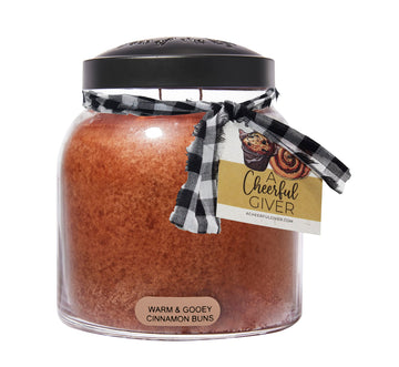Warm & Gooey Cinnamon Buns Papa Scented Glass Jar Candle (34oz) with Lid & True to Life Fragrance Made in USA