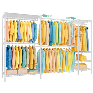 E01 Expandable Heavy Duty Clothes Rack, Free Standing Closet System