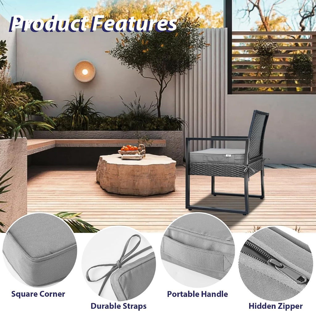 Outdoor Chair Cushions Set of 4 -Waterproof Outdoor Seat Cushions Furniture, Patio Chair Cushion with Handle and