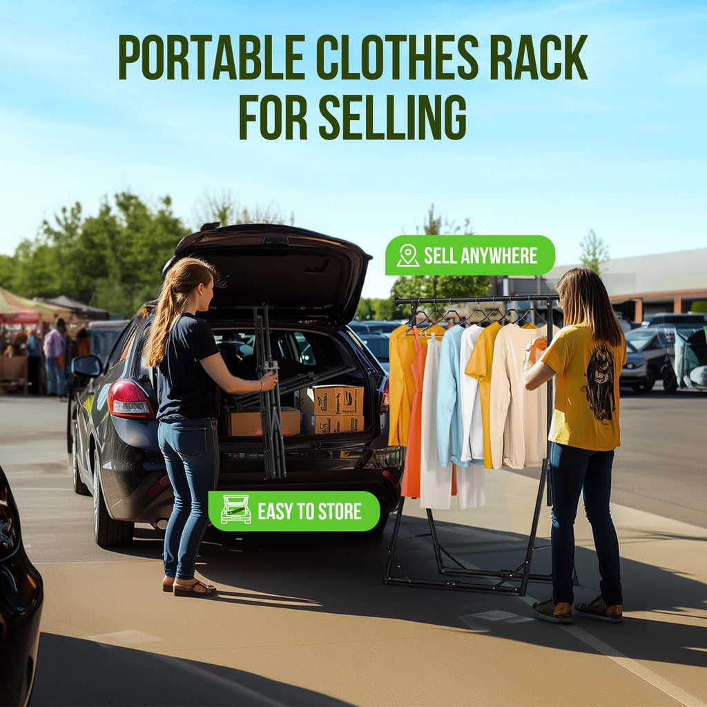 Clothes Rack Foldable Clothing Rack, 64.5''H Collapsible Garment Rack with 4 levels Adjustable Height, Portable Coat