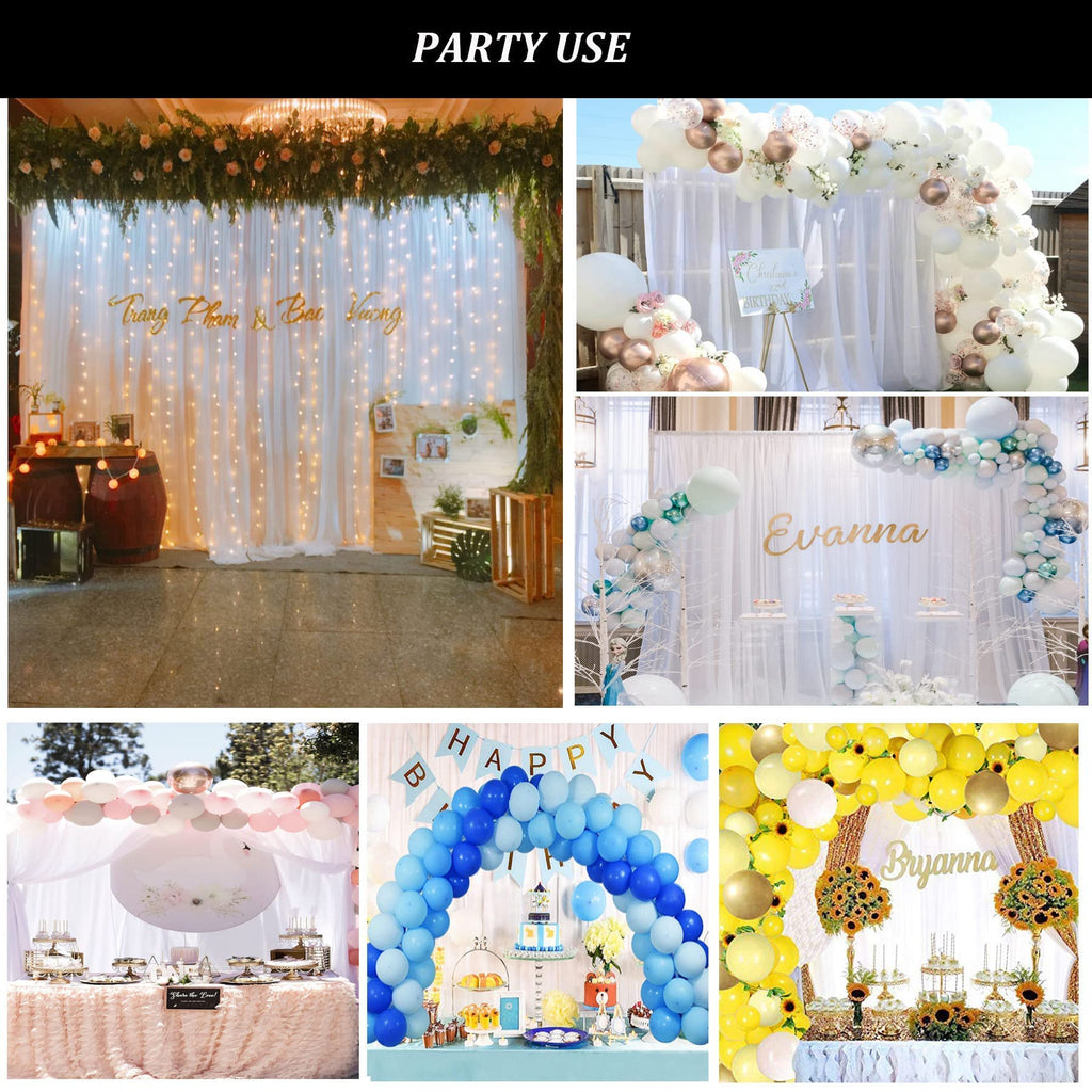 10ft x 10ft White Chiffon Backdrop Curtains, Wrinkle-Free Sheer Chiffon Fabric Photo Curtain Drapes for Wedding