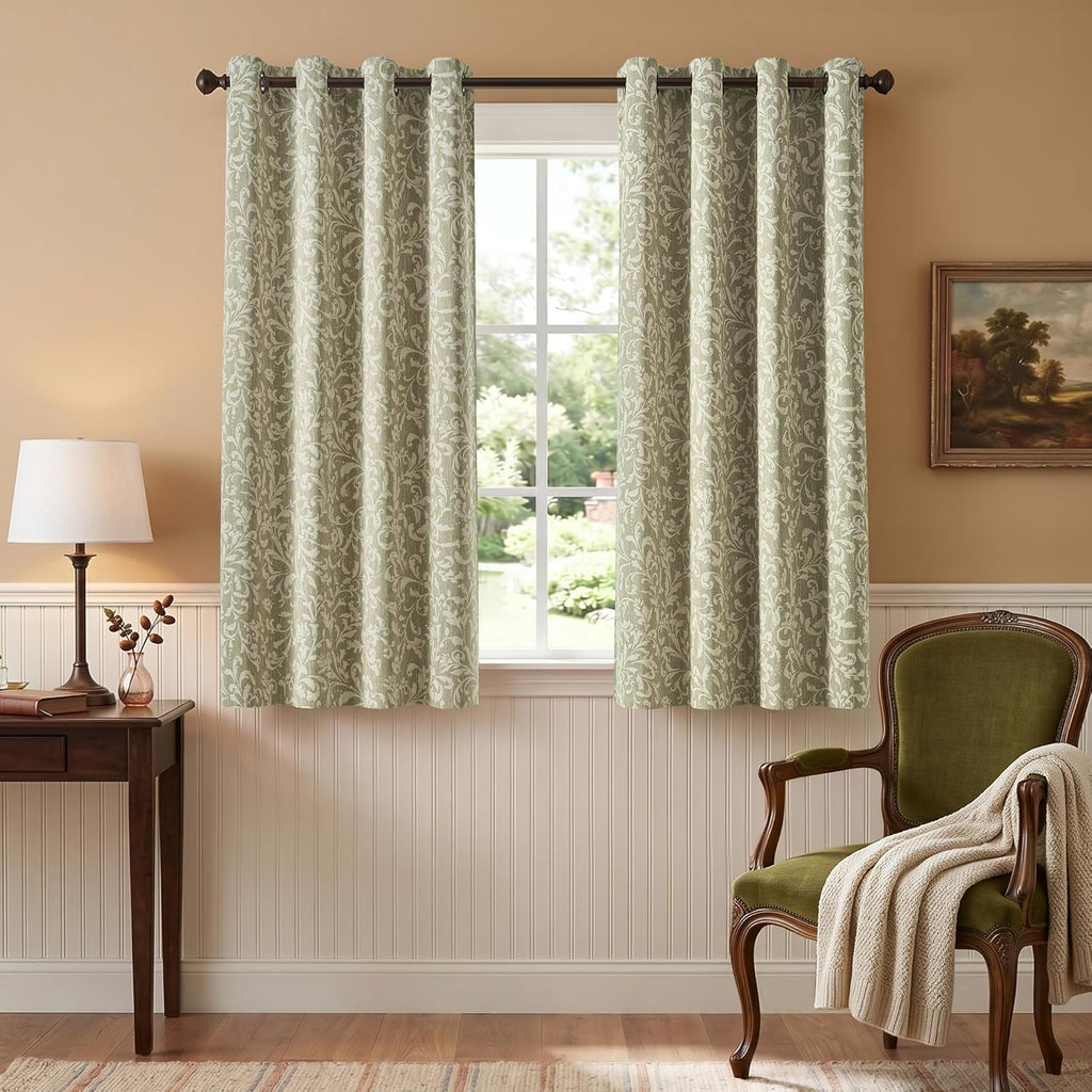 Blue Blackout Curtains Geometric Patterns Grommet 84 inch 2 Panels