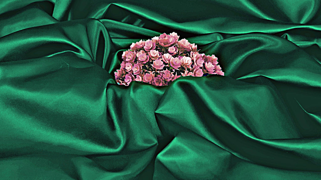 5 Yard Satin Fabric, 44" Wide, Charmeuse Sateen Cloth - Emerald Green