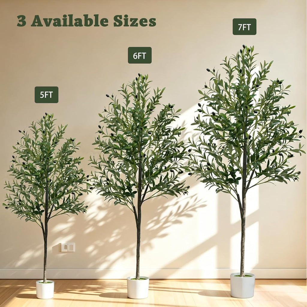 6FT Tall Artificial Olive Tree Faux Fake Silk Potted Plant with Fruits