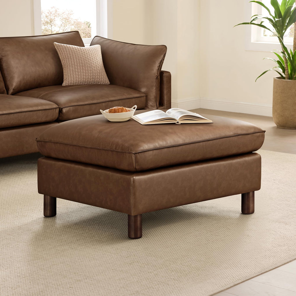118" Leather Super Large Sectional Couches, Modular Sofa, Premium Genuine Leather Sofa, Down Filled, High Density