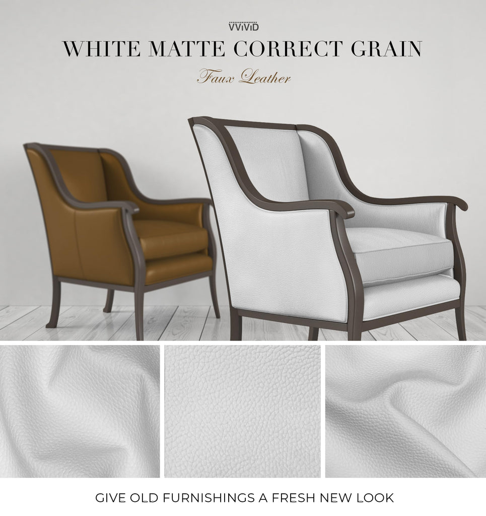 Bycast65 White Matte Correct-Grain Faux Leather (25 Foot by 54 Inch)