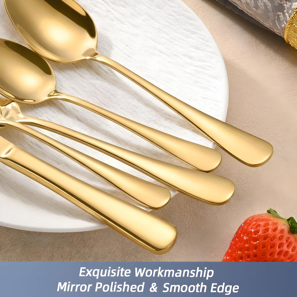 20-Piece Gold Silverware Set, Stainless Steel Flatware Set Service for 4